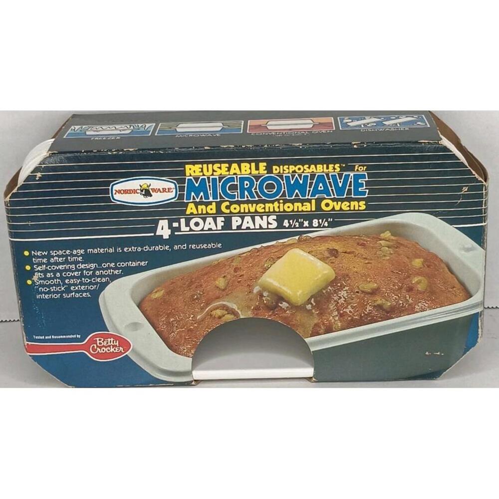 VTG 4 Betty Crocker Nordic Wear Small Loaf Pans Reusable Microwave 4.5X8.25 NOS